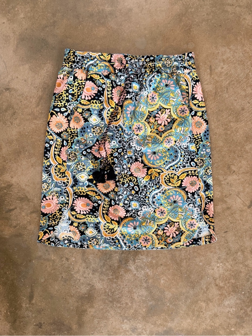 LOFT Petite Paisley Skirt XXSP (Fits XS) Boho Tassel Tie Pockets